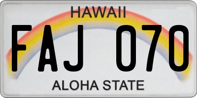 HI license plate FAJ070