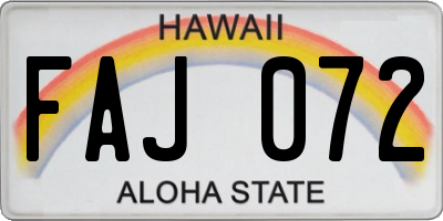 HI license plate FAJ072