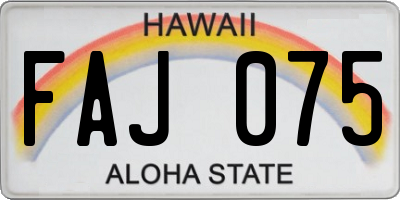 HI license plate FAJ075