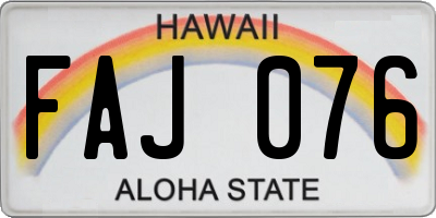 HI license plate FAJ076