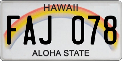 HI license plate FAJ078