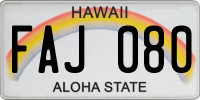 HI license plate FAJ080
