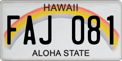 HI license plate FAJ081