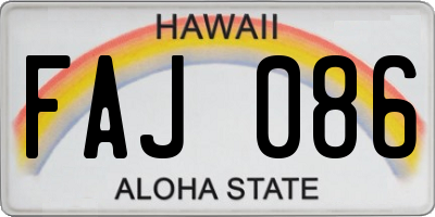 HI license plate FAJ086