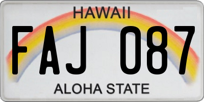 HI license plate FAJ087
