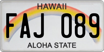 HI license plate FAJ089