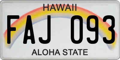 HI license plate FAJ093