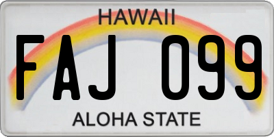 HI license plate FAJ099