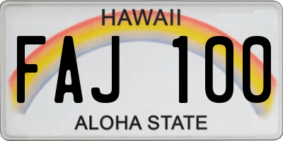 HI license plate FAJ100