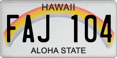 HI license plate FAJ104