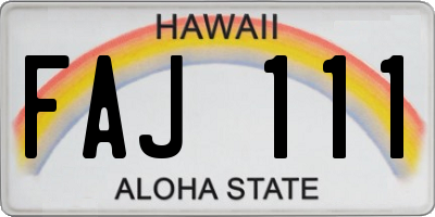HI license plate FAJ111