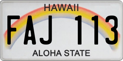 HI license plate FAJ113
