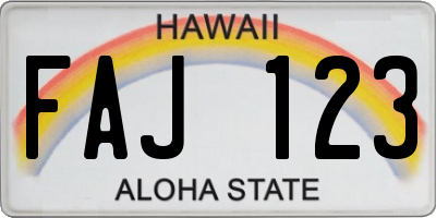 HI license plate FAJ123