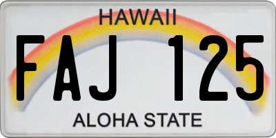 HI license plate FAJ125