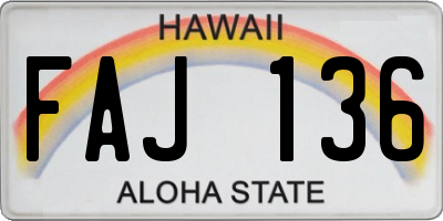 HI license plate FAJ136