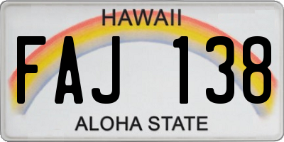 HI license plate FAJ138