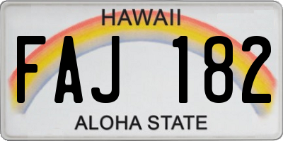 HI license plate FAJ182