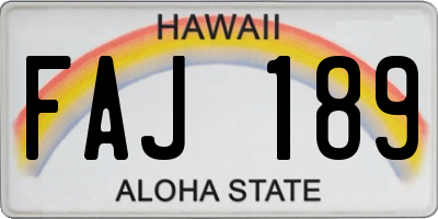 HI license plate FAJ189