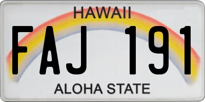 HI license plate FAJ191