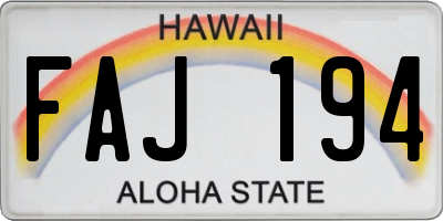 HI license plate FAJ194