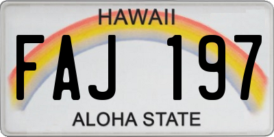 HI license plate FAJ197