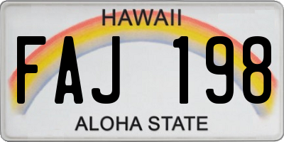 HI license plate FAJ198