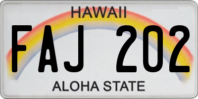 HI license plate FAJ202