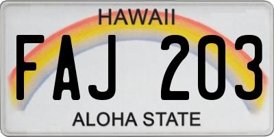HI license plate FAJ203
