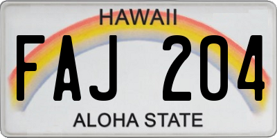 HI license plate FAJ204