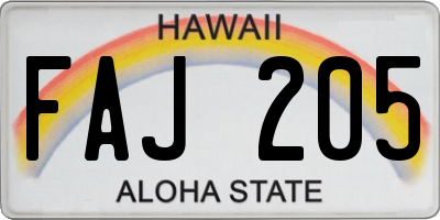 HI license plate FAJ205