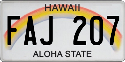 HI license plate FAJ207