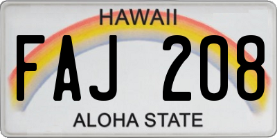 HI license plate FAJ208