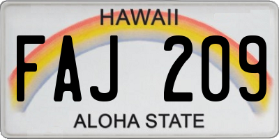 HI license plate FAJ209