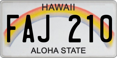 HI license plate FAJ210