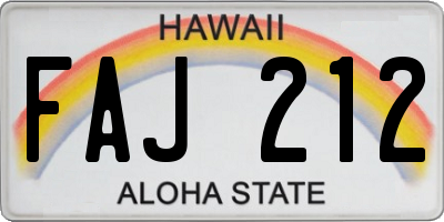 HI license plate FAJ212