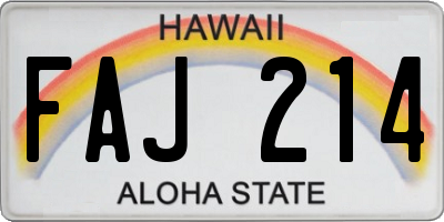HI license plate FAJ214
