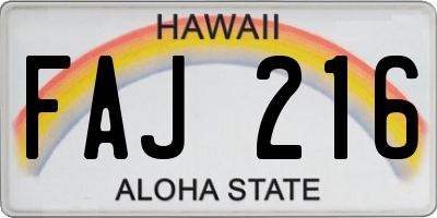 HI license plate FAJ216