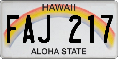 HI license plate FAJ217