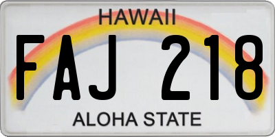 HI license plate FAJ218