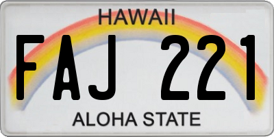 HI license plate FAJ221
