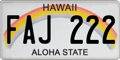 HI license plate FAJ222