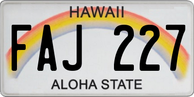 HI license plate FAJ227