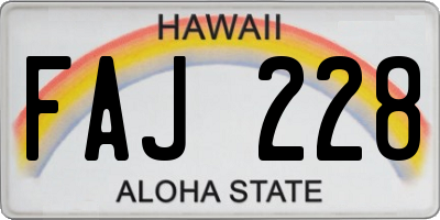 HI license plate FAJ228
