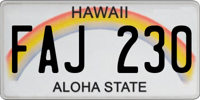 HI license plate FAJ230
