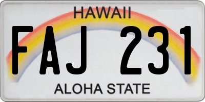 HI license plate FAJ231