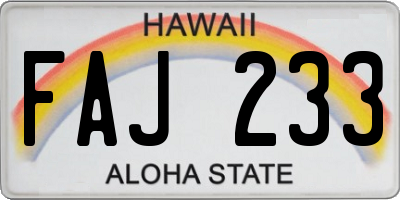 HI license plate FAJ233