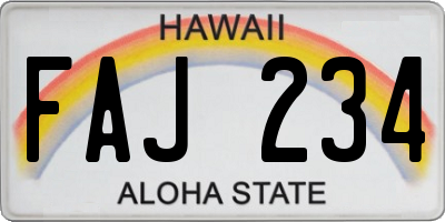 HI license plate FAJ234