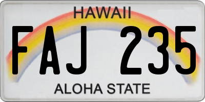 HI license plate FAJ235
