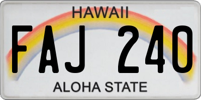 HI license plate FAJ240