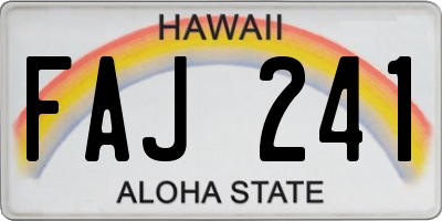 HI license plate FAJ241